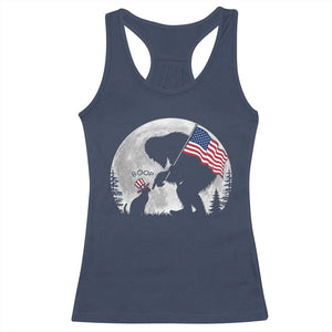 Bigfoot Boop Cat Moon Racerback Tank Top Funny Sasquatch Meme 4th of July