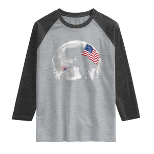 Bigfoot Boop Cat Moon Raglan Shirt Funny Sasquatch Meme 4th of July TS14 Heather Gray Heather Charcoal Print Your Wear