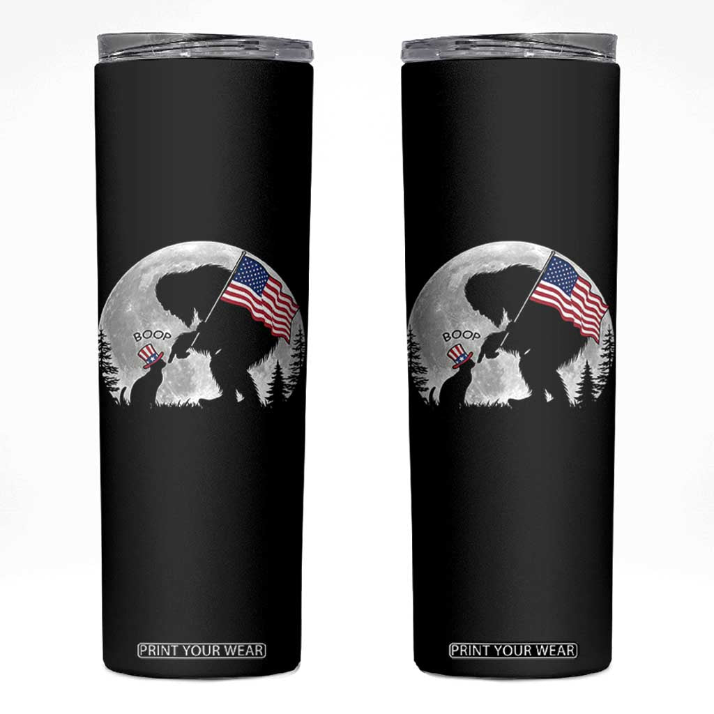 Bigfoot Boop Cat Moon Skinny Tumbler Funny Sasquatch Meme 4th of July TS14 Black Print Your Wear