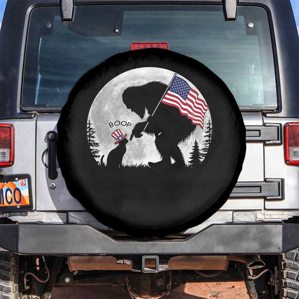 Bigfoot Boop Cat Moon Spare Tire Cover Funny Sasquatch Meme 4th of July TS14 No hole Black Print Your Wear