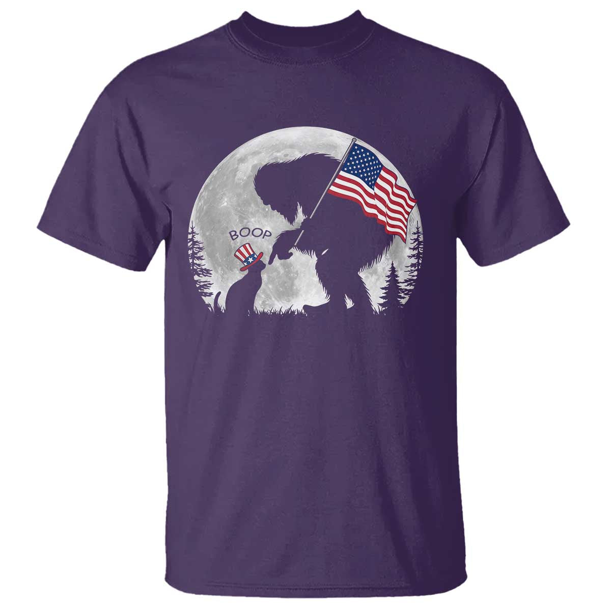 Bigfoot Boop Cat Moon T Shirt Funny Sasquatch Meme 4th of July TS14 Purple Print Your Wear