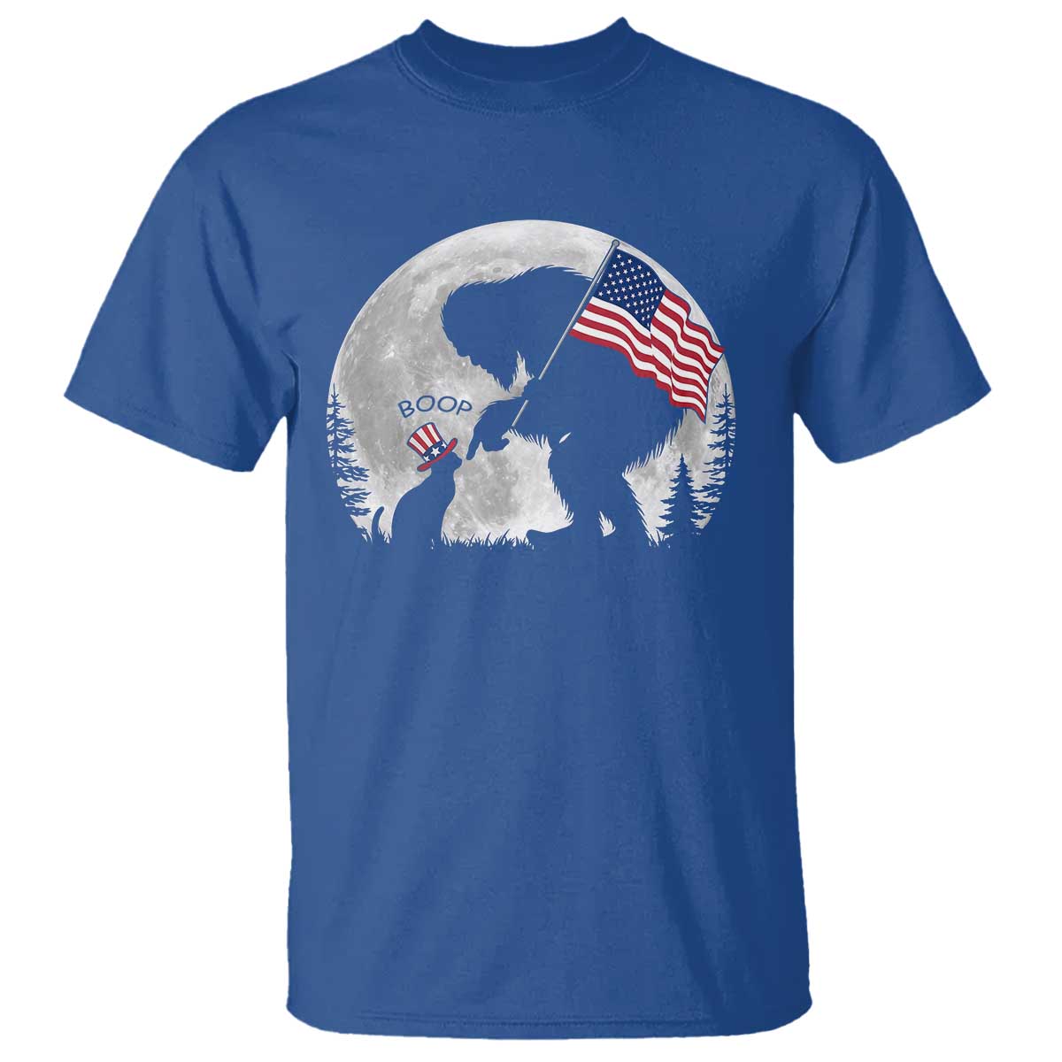Bigfoot Boop Cat Moon T Shirt Funny Sasquatch Meme 4th of July TS14 Royal Blue Print Your Wear