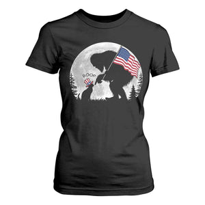 Bigfoot Boop Cat Moon T Shirt For Women Funny Sasquatch Meme 4th of July TS14 Black Print Your Wear