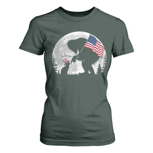 Bigfoot Boop Cat Moon T Shirt For Women Funny Sasquatch Meme 4th of July TS14 Dark Forest Green Print Your Wear