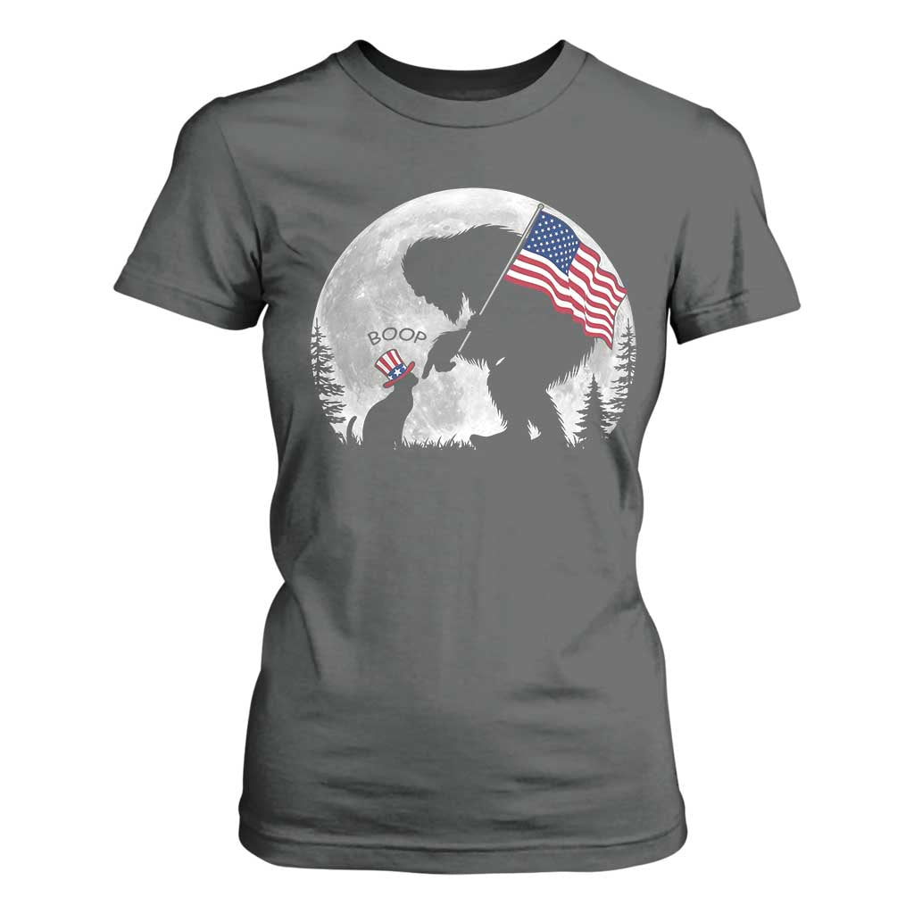 Bigfoot Boop Cat Moon T Shirt For Women Funny Sasquatch Meme 4th of July TS14 Dark Heather Print Your Wear