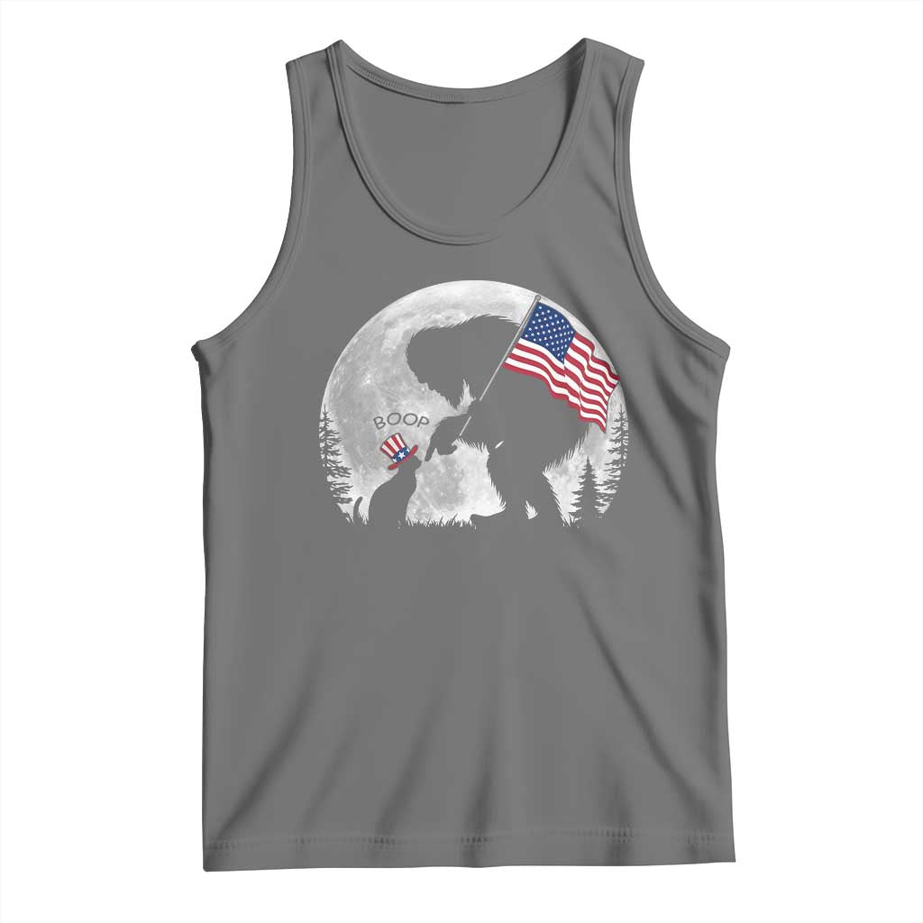 Bigfoot Boop Cat Moon Tank Top Funny Sasquatch Meme 4th of July TS14 Black Heather Print Your Wear