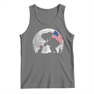 Bigfoot Boop Cat Moon Tank Top Funny Sasquatch Meme 4th of July TS14 Black Heather Print Your Wear