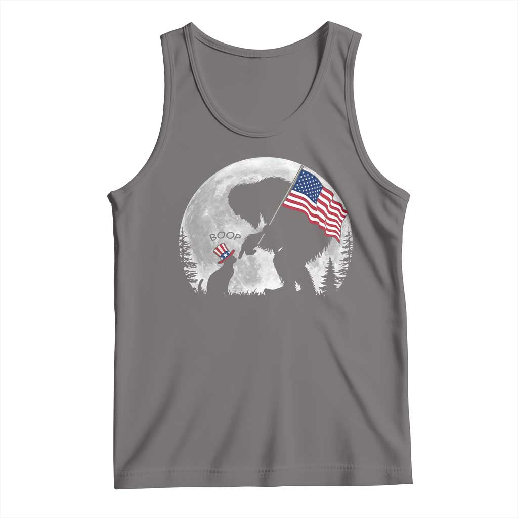 Bigfoot Boop Cat Moon Tank Top Funny Sasquatch Meme 4th of July TS14 Deep Heather Print Your Wear