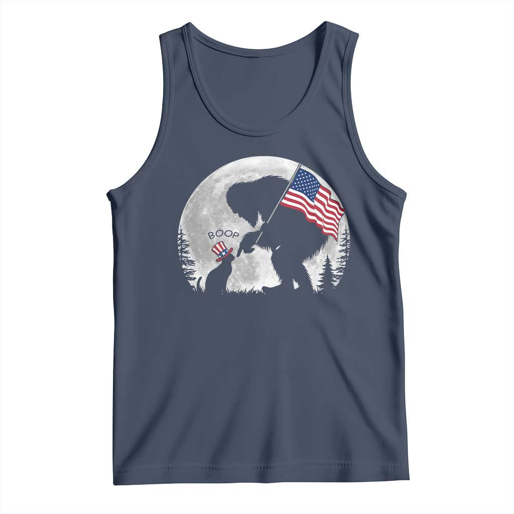 Bigfoot Boop Cat Moon Tank Top Funny Sasquatch Meme 4th of July TS14 Navy Print Your Wear