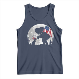 Bigfoot Boop Cat Moon Tank Top Funny Sasquatch Meme 4th of July TS14 Navy Print Your Wear