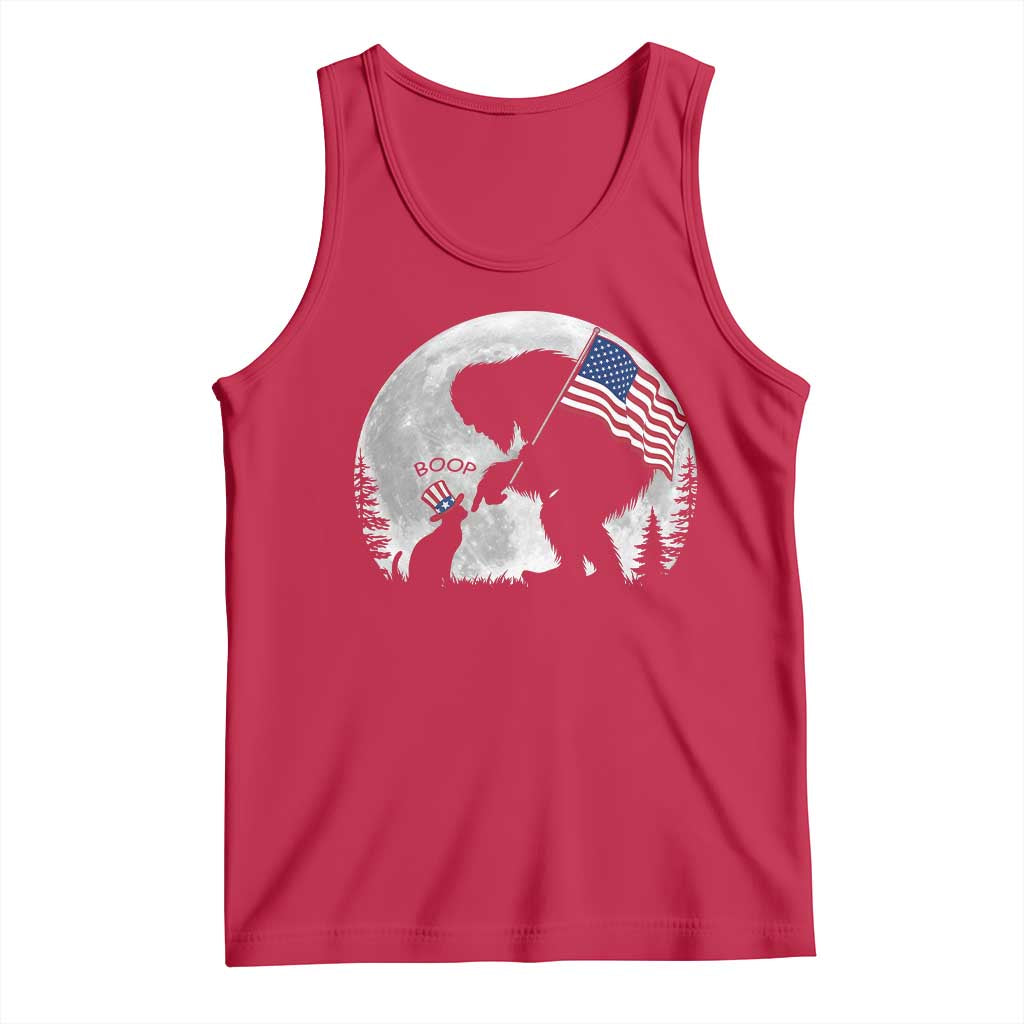Bigfoot Boop Cat Moon Tank Top Funny Sasquatch Meme 4th of July TS14 Red Print Your Wear
