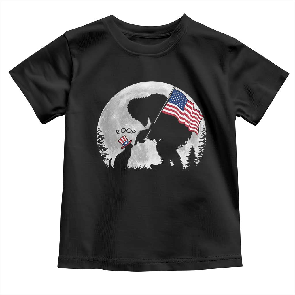 Bigfoot Boop Cat Moon Toddler T Shirt Funny Sasquatch Meme 4th of July TS14 Black Print Your Wear