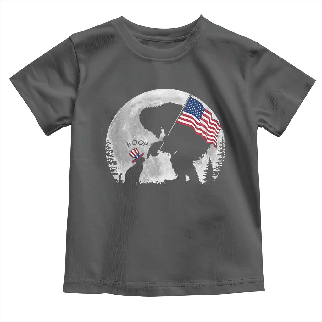 Bigfoot Boop Cat Moon Toddler T Shirt Funny Sasquatch Meme 4th of July TS14 Dark Heather Print Your Wear