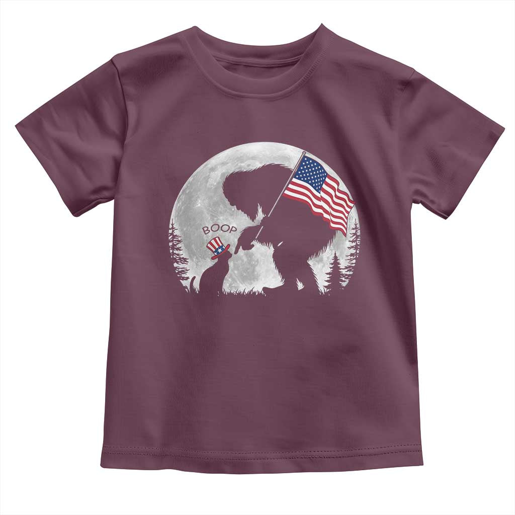 Bigfoot Boop Cat Moon Toddler T Shirt Funny Sasquatch Meme 4th of July TS14 Maroon Print Your Wear