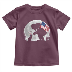 Bigfoot Boop Cat Moon Toddler T Shirt Funny Sasquatch Meme 4th of July TS14 Maroon Print Your Wear