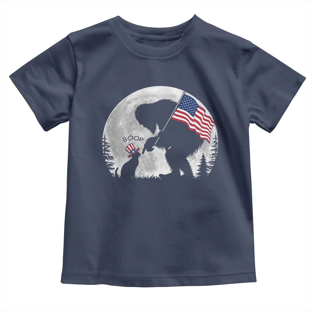 Bigfoot Boop Cat Moon Toddler T Shirt Funny Sasquatch Meme 4th of July TS14 Navy Print Your Wear