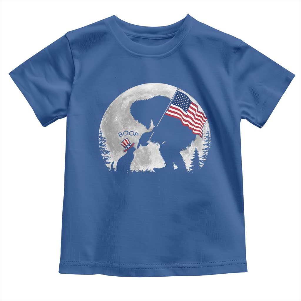 Bigfoot Boop Cat Moon Toddler T Shirt Funny Sasquatch Meme 4th of July TS14 Royal Blue Print Your Wear