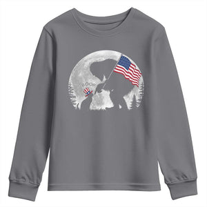 Bigfoot Boop Cat Moon Youth Sweatshirt Funny Sasquatch Meme 4th of July TS14 Charcoal Print Your Wear