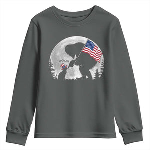 Bigfoot Boop Cat Moon Youth Sweatshirt Funny Sasquatch Meme 4th of July TS14 Dark Heather Print Your Wear