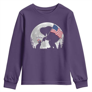 Bigfoot Boop Cat Moon Youth Sweatshirt Funny Sasquatch Meme 4th of July TS14 Purple Print Your Wear