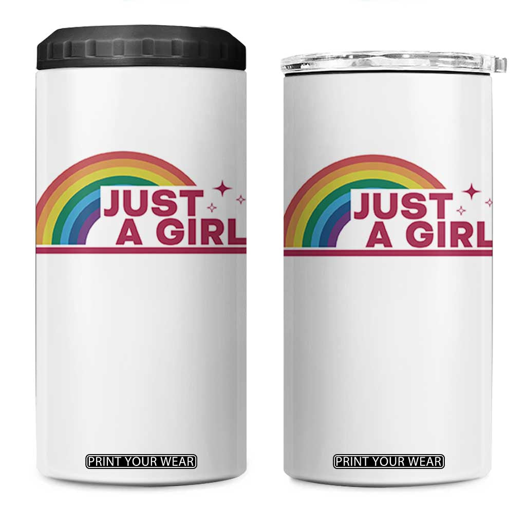 Just A Girl LGBTQ Pride Month 4 in 1 Can Cooler Tumbler TS14 One Size: 16 oz White Print Your Wear