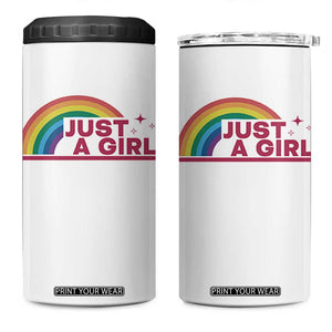 Just A Girl LGBTQ Pride Month 4 in 1 Can Cooler Tumbler TS14 One Size: 16 oz White Print Your Wear