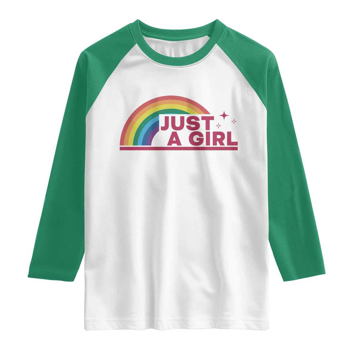 Just A Girl LGBTQ Pride Month Raglan Shirt TS14 White Kelly Green Print Your Wear