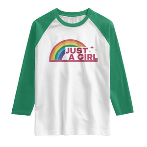 Just A Girl LGBTQ Pride Month Raglan Shirt TS14 White Kelly Green Print Your Wear