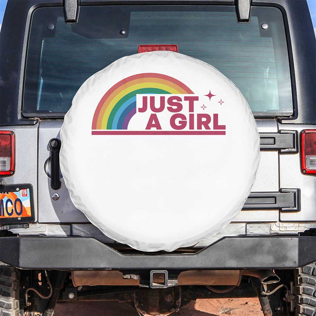 Just A Girl LGBTQ Pride Month Spare Tire Cover TS14 No hole White Print Your Wear