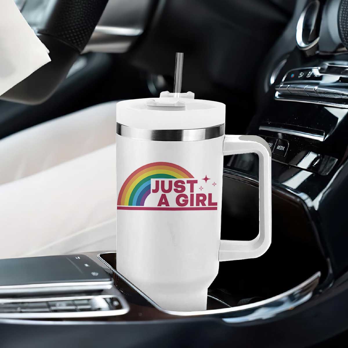 Just A Girl LGBTQ Pride Month Tumbler With Handle