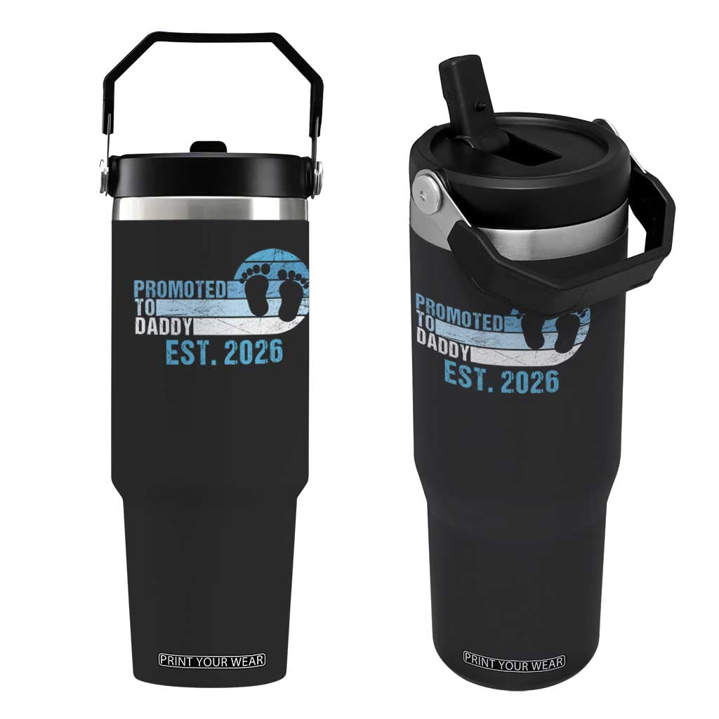 Promoted to Daddy 2026 Flip Straw Tumbler Funny Pregnancy Reveal TS14 One Size: 30 oz Black Print Your Wear