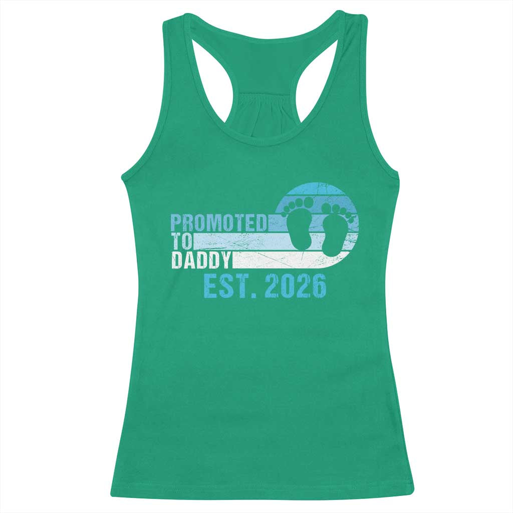 Promoted to Daddy 2026 Racerback Tank Top Funny Pregnancy Reveal TS14 Irish Green Print Your Wear