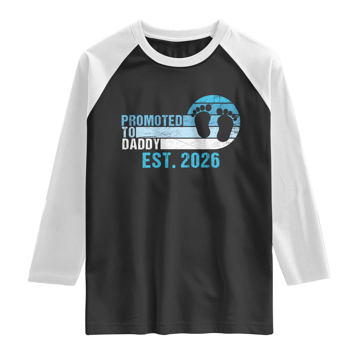 Promoted to Daddy 2026 Raglan Shirt Funny Pregnancy Reveal TS14 Black White Print Your Wear
