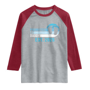 Promoted to Daddy 2026 Raglan Shirt Funny Pregnancy Reveal TS14 Heather Gray Heather Red Print Your Wear