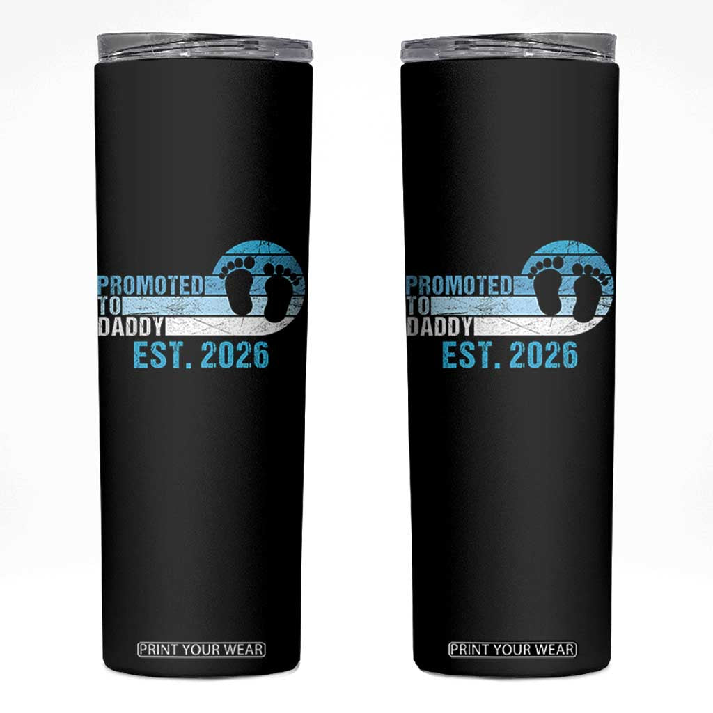 Promoted to Daddy 2026 Skinny Tumbler Funny Pregnancy Reveal TS14 Black Print Your Wear