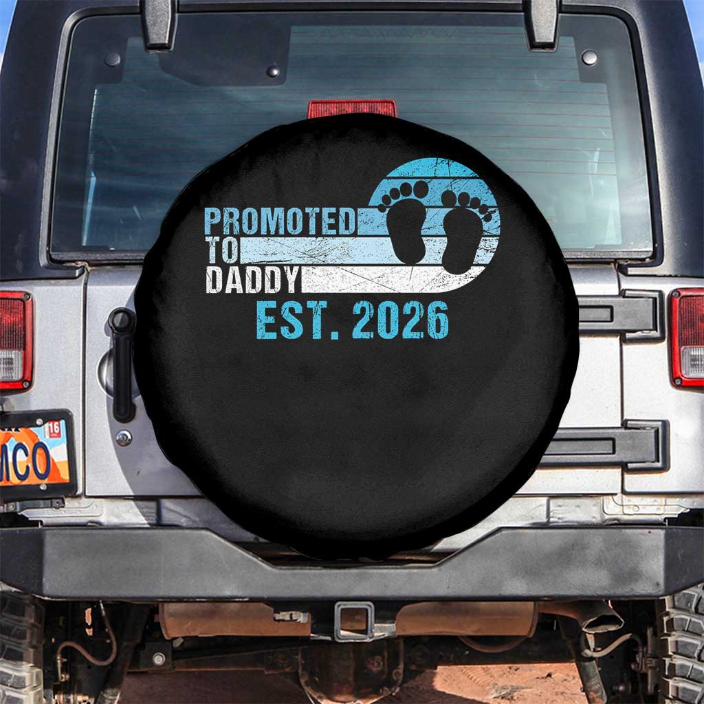 Promoted to Daddy 2026 Spare Tire Cover Funny Pregnancy Reveal TS14 No hole Black Print Your Wear