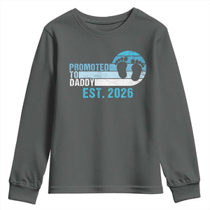 Promoted to Daddy 2026 Youth Sweatshirt Funny Pregnancy Reveal TS14 Dark Heather Print Your Wear