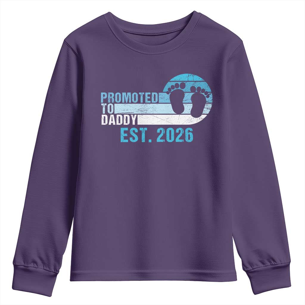 Promoted to Daddy 2026 Youth Sweatshirt Funny Pregnancy Reveal TS14 Purple Print Your Wear