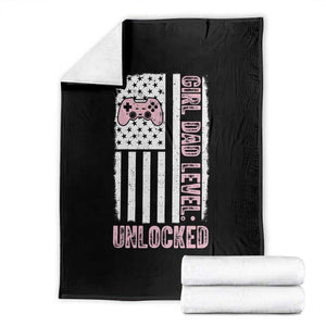 Girl Dad Level Unlocked Throw Blanket Funny New Dad