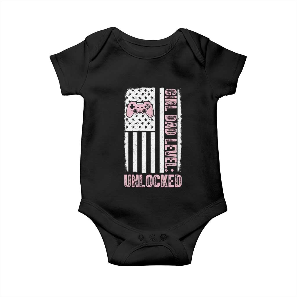 Girl Dad Level Unlocked Baby Onesie Funny New Dad TS14 Black Print Your Wear