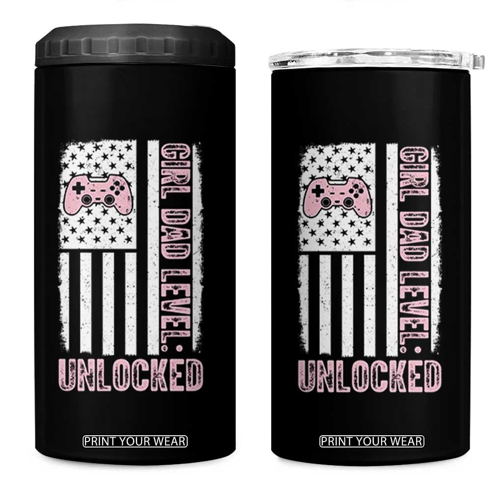 Girl Dad Level Unlocked 4 in 1 Can Cooler Tumbler Funny New Dad
