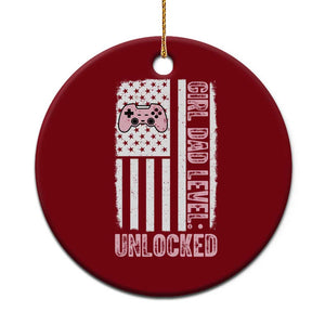 Girl Dad Level Unlocked Ceramic Ornament Funny New Dad