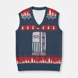 Girl Dad Level Unlocked V-Neck Knit Sweater Vest Funny New Dad