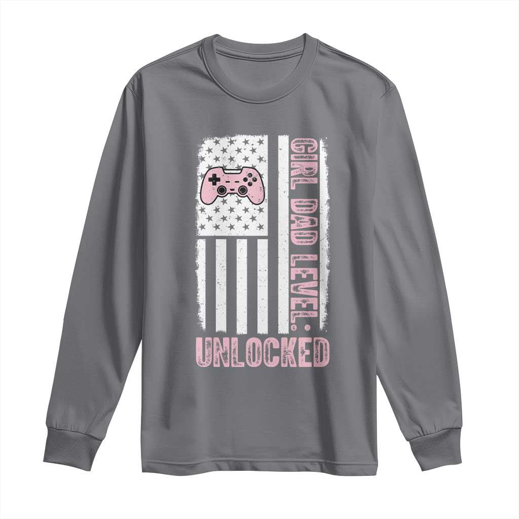 Girl Dad Level Unlocked Long Sleeve Shirt Funny New Dad