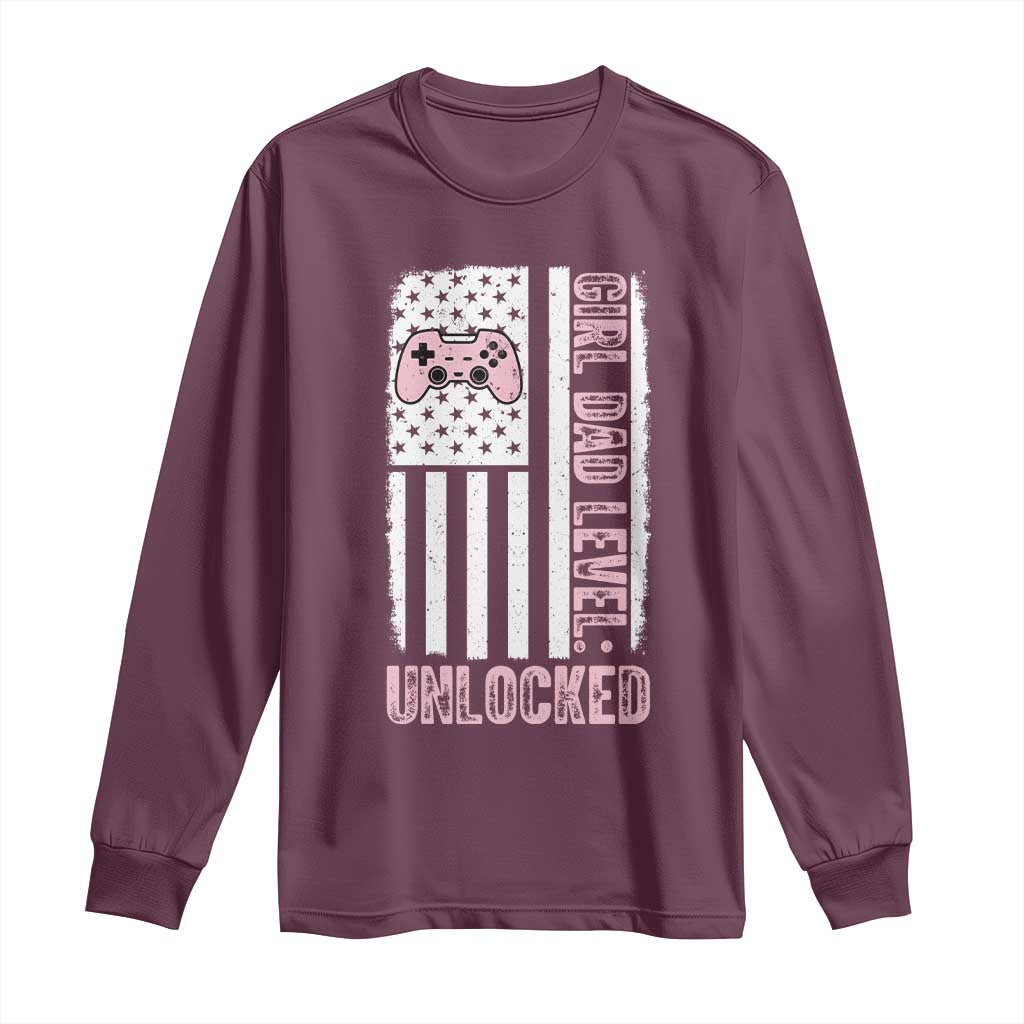 Girl Dad Level Unlocked Long Sleeve Shirt Funny New Dad