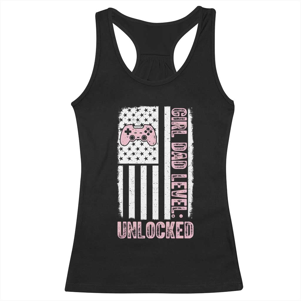 Girl Dad Level Unlocked Racerback Tank Top Funny New Dad