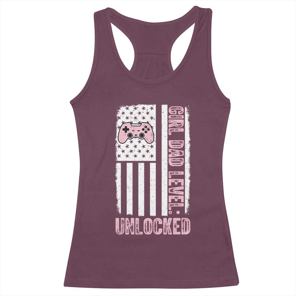 Girl Dad Level Unlocked Racerback Tank Top Funny New Dad