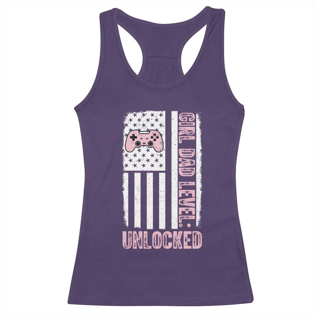 Girl Dad Level Unlocked Racerback Tank Top Funny New Dad