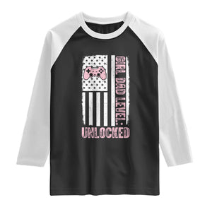 Girl Dad Level Unlocked Raglan Shirt Funny New Dad