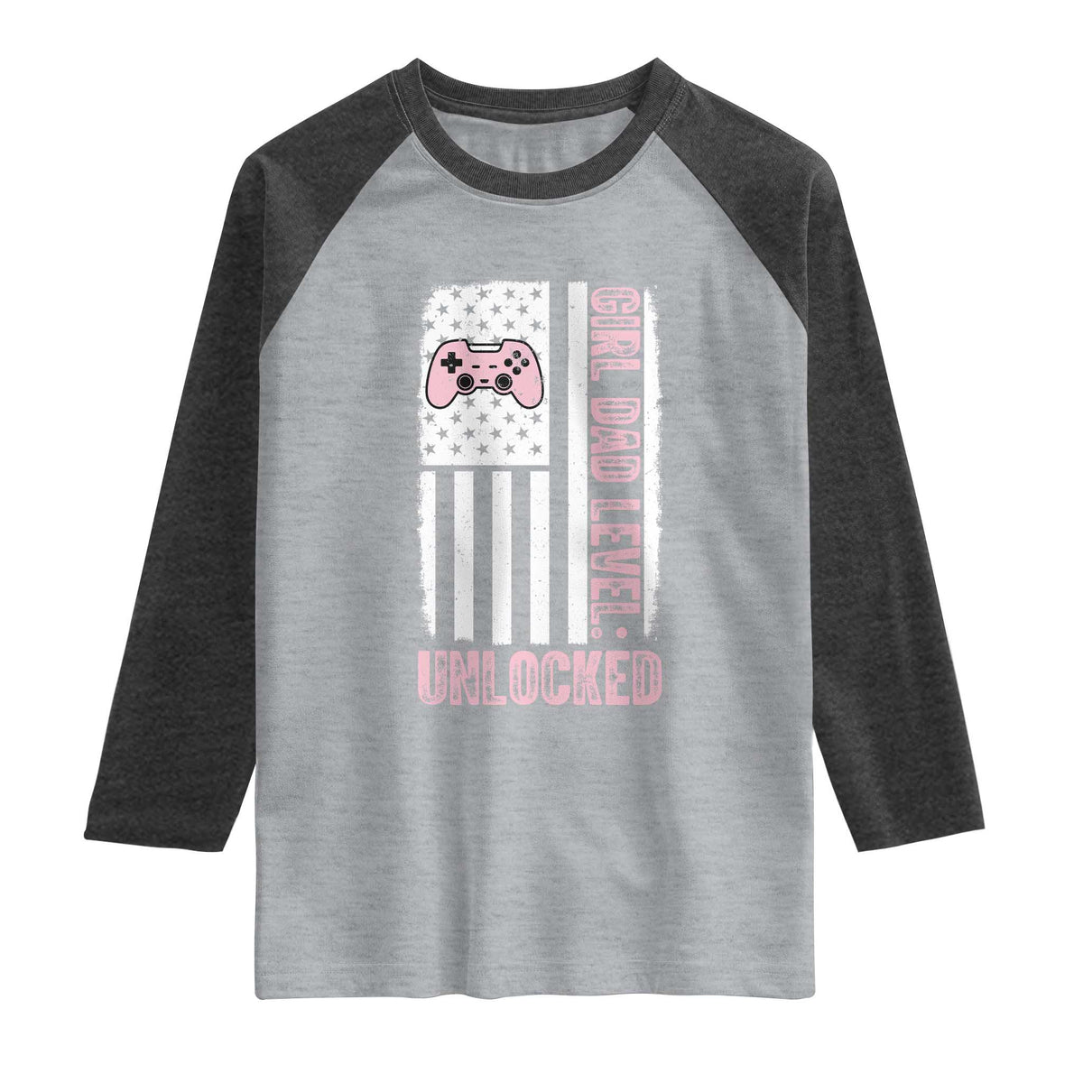 Girl Dad Level Unlocked Raglan Shirt Funny New Dad